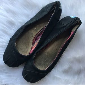 Toms Black Canvas Slip-on Ballet Flats Shoes Sz. 8
